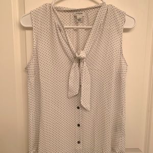 Sheer White Top Polka Dot Tie Front J Crew Tank XS